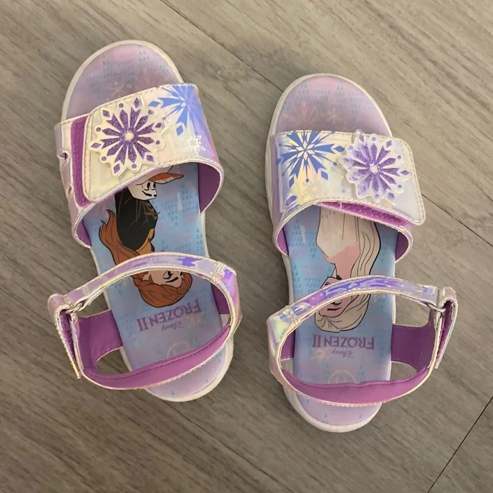 EUC Disney Frozen II Sandals Velcro Toddler Girl - Size 11